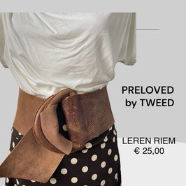 nr 57 leren/suede, licht cognac kleurige riem breed
