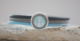 Lederarmband Anker blau-grau  Nr. 39