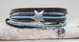 Lederarmband Stern blau-braun  Nr. 42