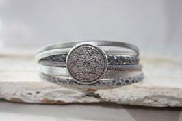 Lederarmband Mandala - grau-silber Nr. 64