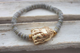 Armband "Buddha" grau-silber Nr. 75