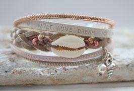 Lederarmband Muschel rosé-beige Nr. 24