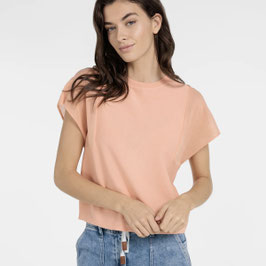 YAYA - Top With Transparent Short Sleeve Peach Palazzo Orange