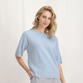 YAYA - Sweater Chenille Jacquard Sweater Blue Melange