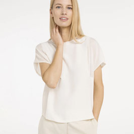 YAYA - Top With Transparent Short Sleeve Creme Beige