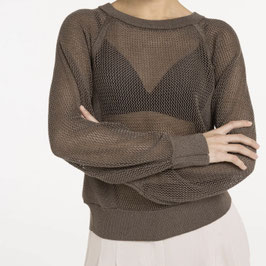 YAYA - Mesh Stitch Knit Brown & Cloud Creme White