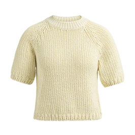 YAYA - Heavy Yarn Sweater Short Sleeved Yellow & Beige