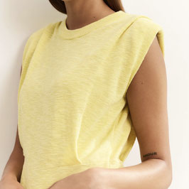 YAYA - Shoulder Detail Sweater No Sleeves Lemon Grass Yellow