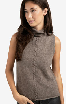 YAYA - Sleeveless Sweater With High Neck Cable Detail