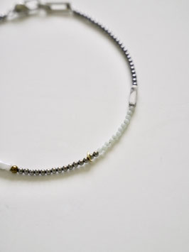 PLEN NECKLACE 3mm Silver Amazonite