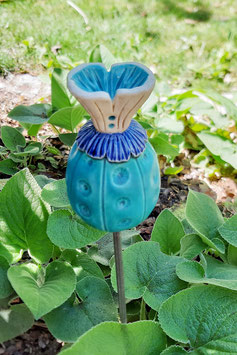 Gartenkeramik Beetstecker Blumenzwiebel türkis/blau