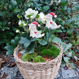 Keramik Topfstecker Weihnachtsmiezi witzige Blumentopfdeko