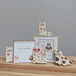 Geschenkbox Weihnachtsmiezis mit Karte