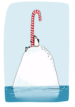 Pinguine mit Zuckerstange