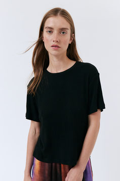 "Modal Rib-Knit T-Shirt - Black" by amt.