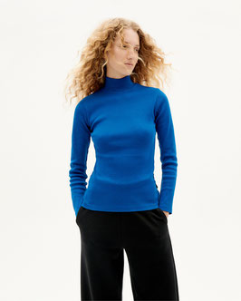 "Blue Ribbed L/S Top" by THINKING MU