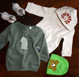 NEU: Bio Baby Sweatshirt mit Direkt-Textildruck