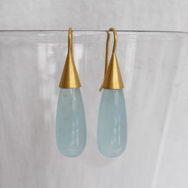 lange Aquamarin Tropfen Ohrringe mit 900 Gold