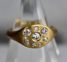 Damen Siegelring aus 900 Gold mit Diamanten Sternenhimmel