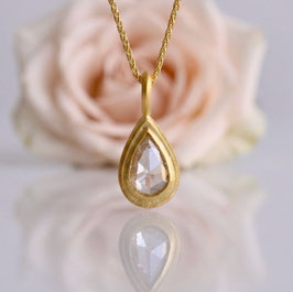 champagnerfarbener Rosenschliff Diamantanhänger aus 900 Gold
