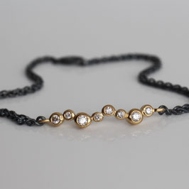 Armband aus Silber geschwärzt mit 750 Gold und Diamanten