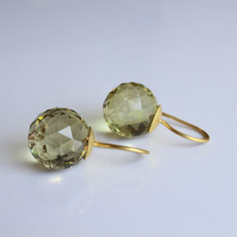 Lemoncitrin Kugel Ohrringe mit 900 Gold