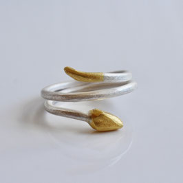 Schlangenring aus Silber und 900 Gold