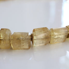 große Citrinkette mit handgemachtem 750er Goldverschluss, Citrin Kristallkette mit 18k Gold
