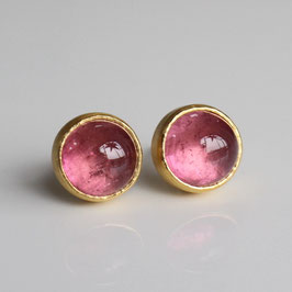 rosa Turmalin Cabochon Ohrstecker