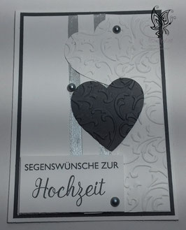 Grußkarte zur Hochzeit in Weiß und Anthrazit