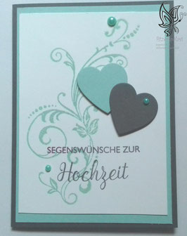 Grußkarte zur Hochzeit Anthrazit-Mint