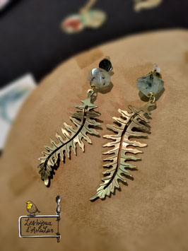 Boucles d'oreilles Fougères et préhnite