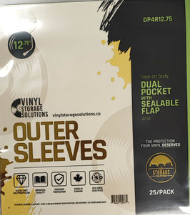 12.75" Dual Pocket Outer Sleeves w/ Sealable Flap (Tape on Body) - 4mil (25 pack)