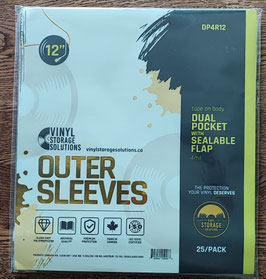 12" Dual Pocket Outer Sleeves w/ Sealable Flap (Tape on Body) - 4mil (25 pack)