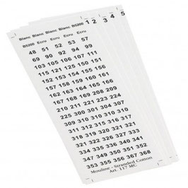 Etiquetas de hilos mouline.