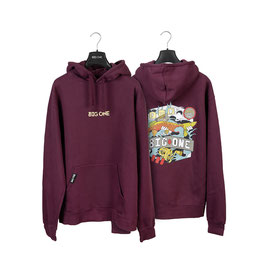 BIG ONE | Felpa con cappuccio "Certified Monster" - Regular Fit - Burgundy
