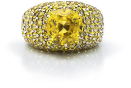 "Yellow Glitter" Zirkonring mit Saphirpavé