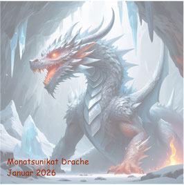Vorbestellung -  Monatsunikat Januar Drache "Silberschatten"