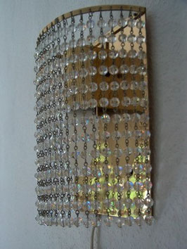 Wandlampe, 70er Jahre, Messing, Kristall