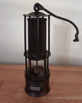 Alte Grubenlampe Messing FWD 400, Höhe 27 cm