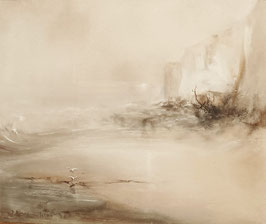 D. Dannenfeldt, großes Aquarell, Rügen Kreidefelsen mit Möven, gerahmt