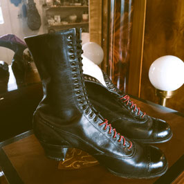 Antike Damen-Schnürstiefel Gr.37, Leder, handgefertigt