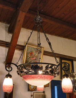 Deckenlampe, Art Deco, signiert Rethondes
