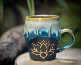 887 - 350ml - Keramiktasse Polygon LOTUS in schwarz, blau, türkis