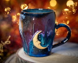 978 - 350ml - Keramiktasse Polygon MOND in Galaxy, innen saphirblau