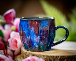 1205 - 400 ml - Cappuccino Keramiktasse GALAXY ... innen saphirblau