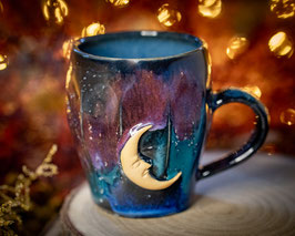 989 - 350ml - Keramiktasse Polygon MOND in Galaxy, innen saphirblau