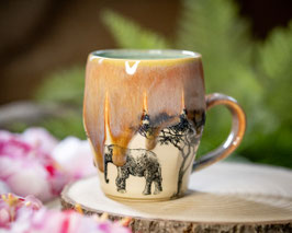 1032 - 350ml - Keramiktasse Polygon ELEFANT in graurose und türkis