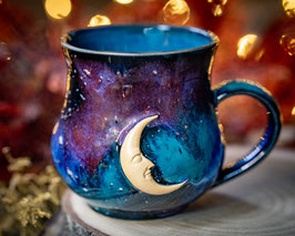 1019 - 400 ml - Keramiktasse bauchig MOND in GALAXY