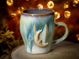935 - 350ml - Keramiktasse Polygon MOND creme, türkis, blau und graulila